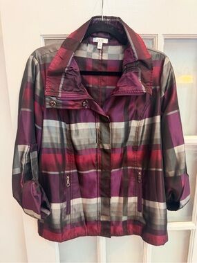 Vintage Cache Y2K Retro Chic Plaid Lightweight Zip Snap Jacket Size Medium M